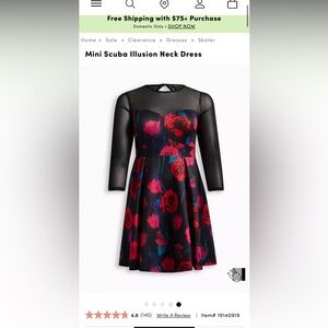 Torrid Mini Scuba Illusion Neck Dress Size 1